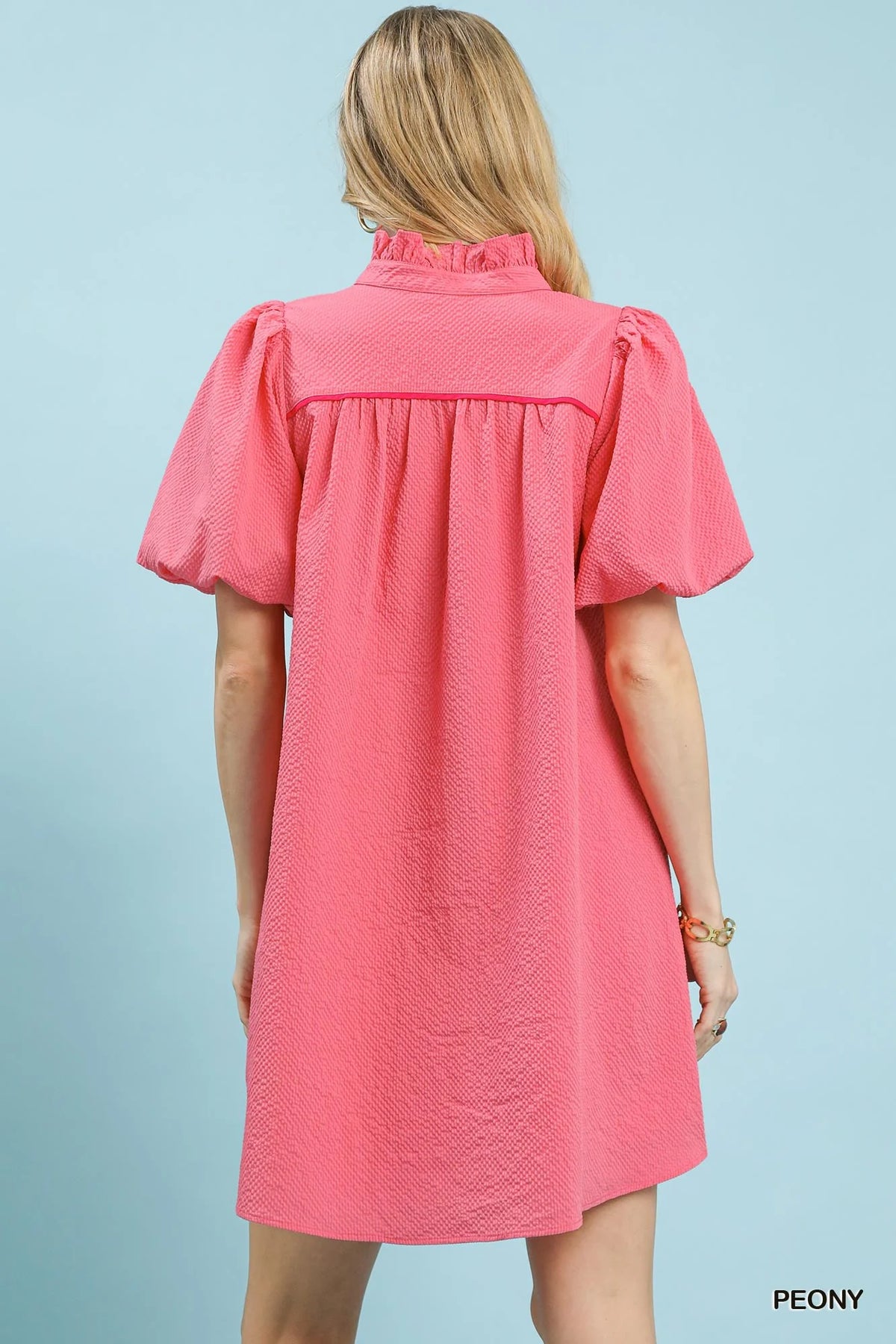 Hazel Blues® | Umgee Seersucker Puff Sleeve Dress