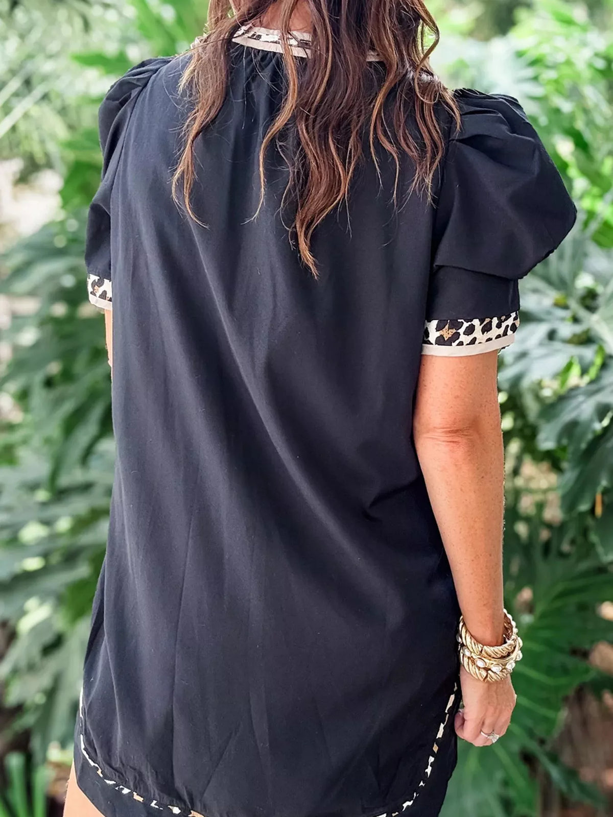 Hazel Blues® | Notched Puff Sleeve Mini Dress