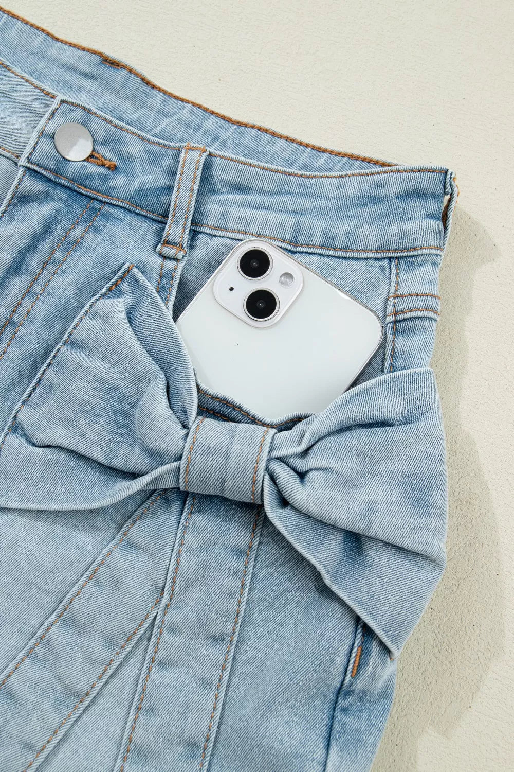 Hazel Blues® | Bow Detail Denim Shorts with Pockets