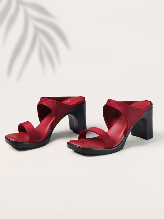 Darcy Maroon Block Heels