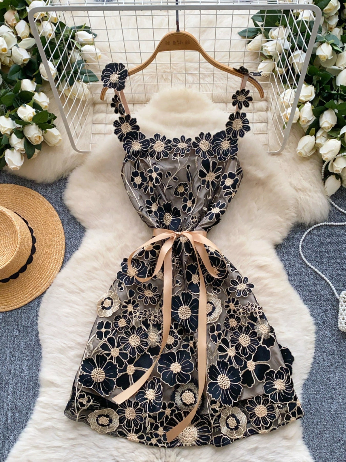 Hazel Blues® | Floral Tie Waist Mini Dress