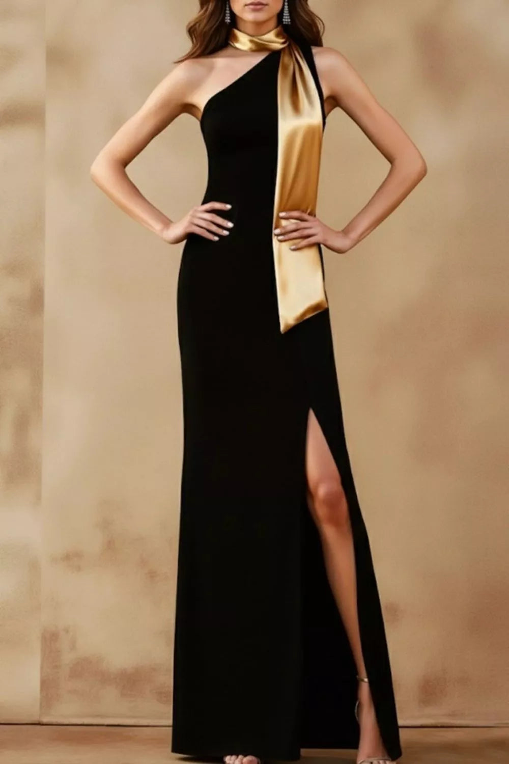Hazel Blues® | One-Shoulder Slit Maxi Dress