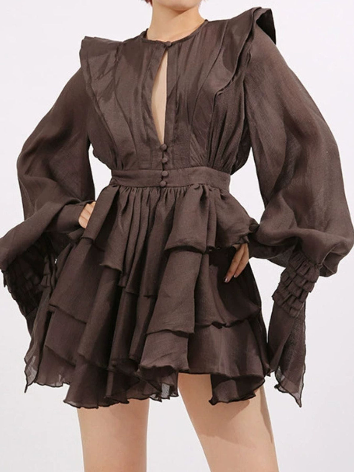 Hazel Blues® | Ruffled Long Sleeve Mini Dress