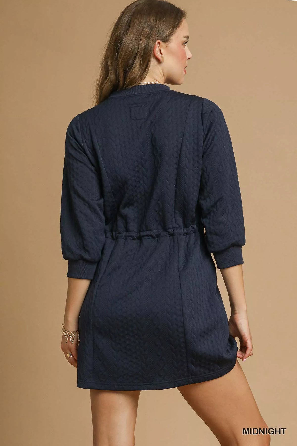 Hazel Blues® | Umgee Drawstring Cable Knit Mini Dress with Pockets