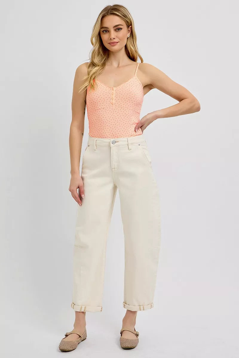 Hazel Blues® | RISEN High Rise Relaxed Barrel Cuffed Jeans