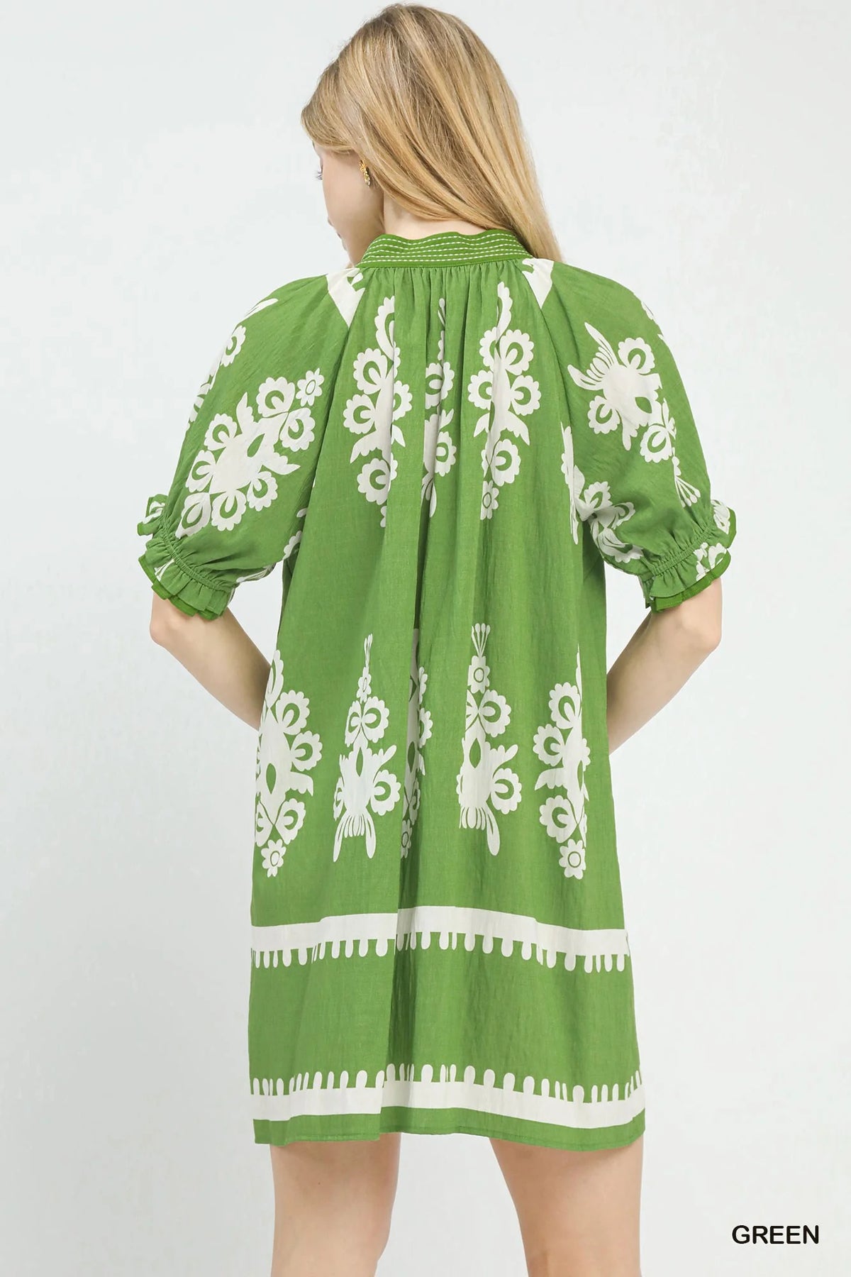 Hazel Blues® | Umgee Two Tone Border Print Mini Dress