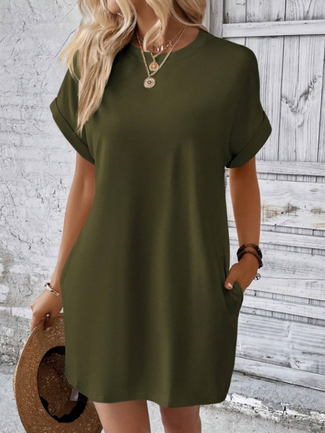 Hazel Blues® | Short Sleeve Mini Tee Dress with Pockets