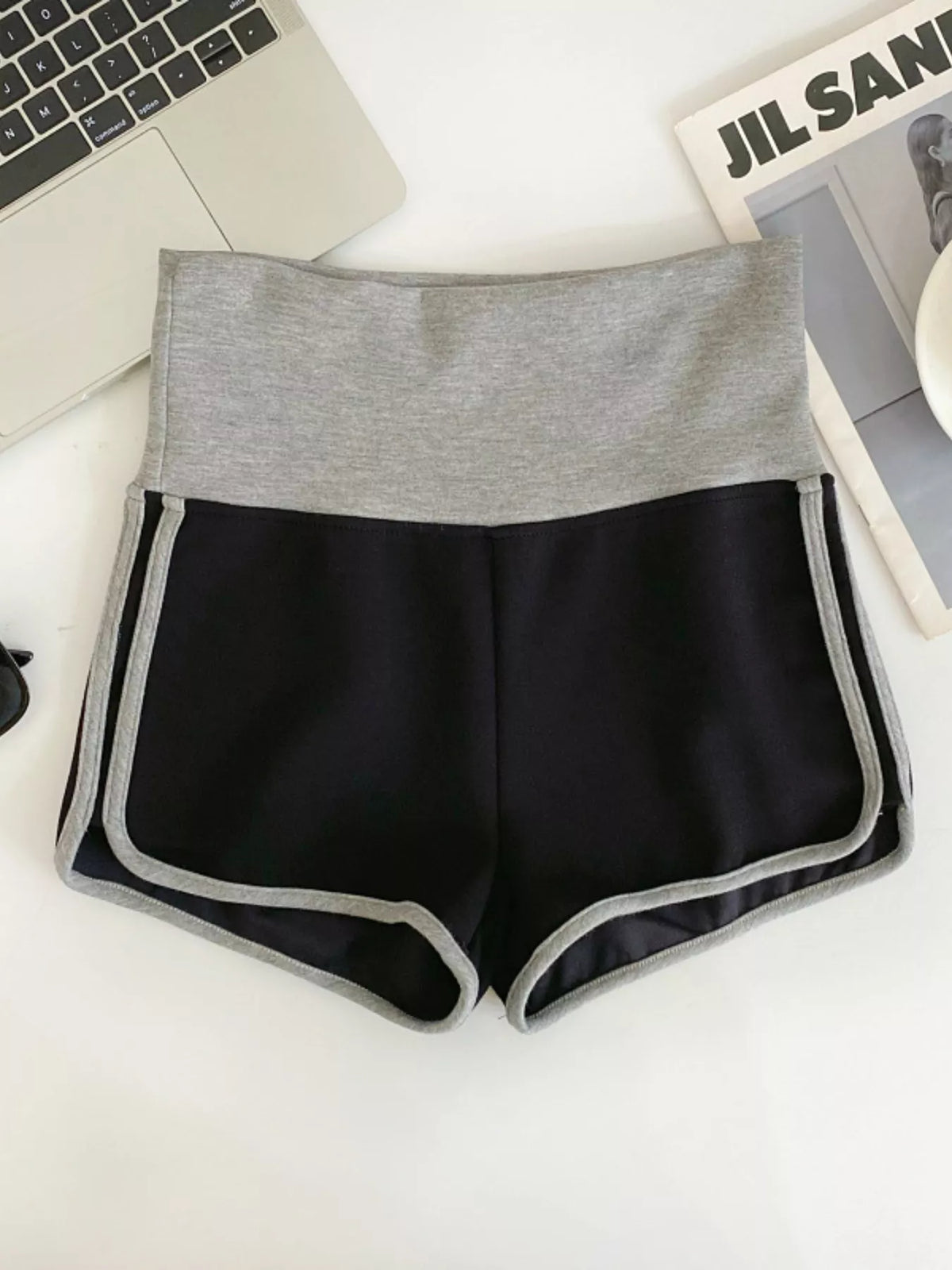 Hazel Blues® | High Waist Contrast Trim Shorts