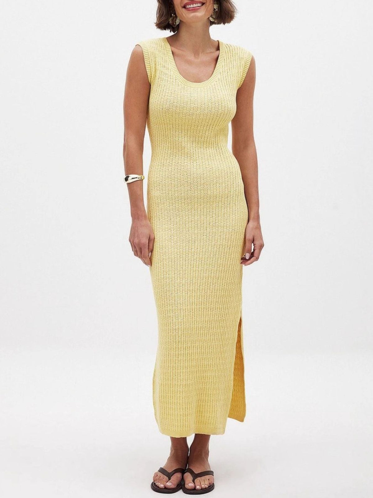 Hazel Blues® | Side Slit Sleeveless Midi Knit Dress
