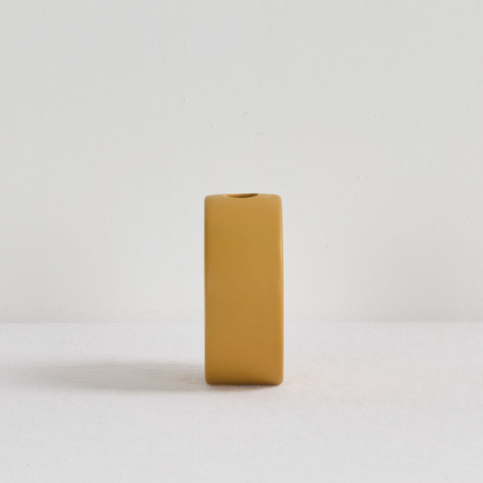 Little Round Vase - Yellow, compact yellow ceramic vase with a tall rounded rectangular form and small opening