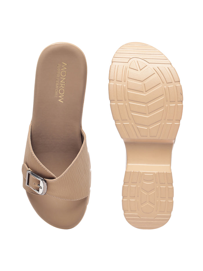 Ziva Dark Beige Wedge Heels
