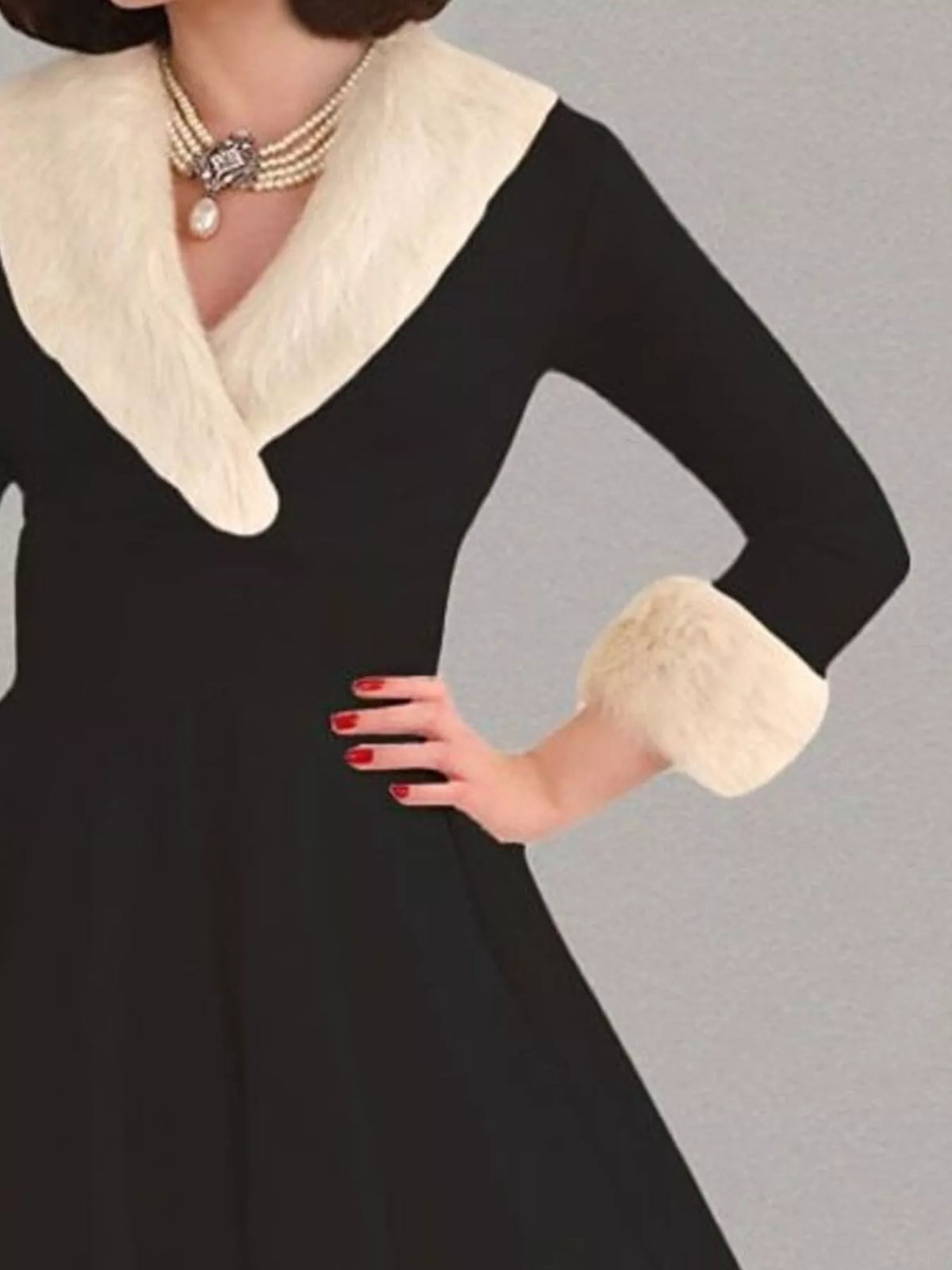 Hazel Blues® |  Faux Fur Trim Christmas Dress