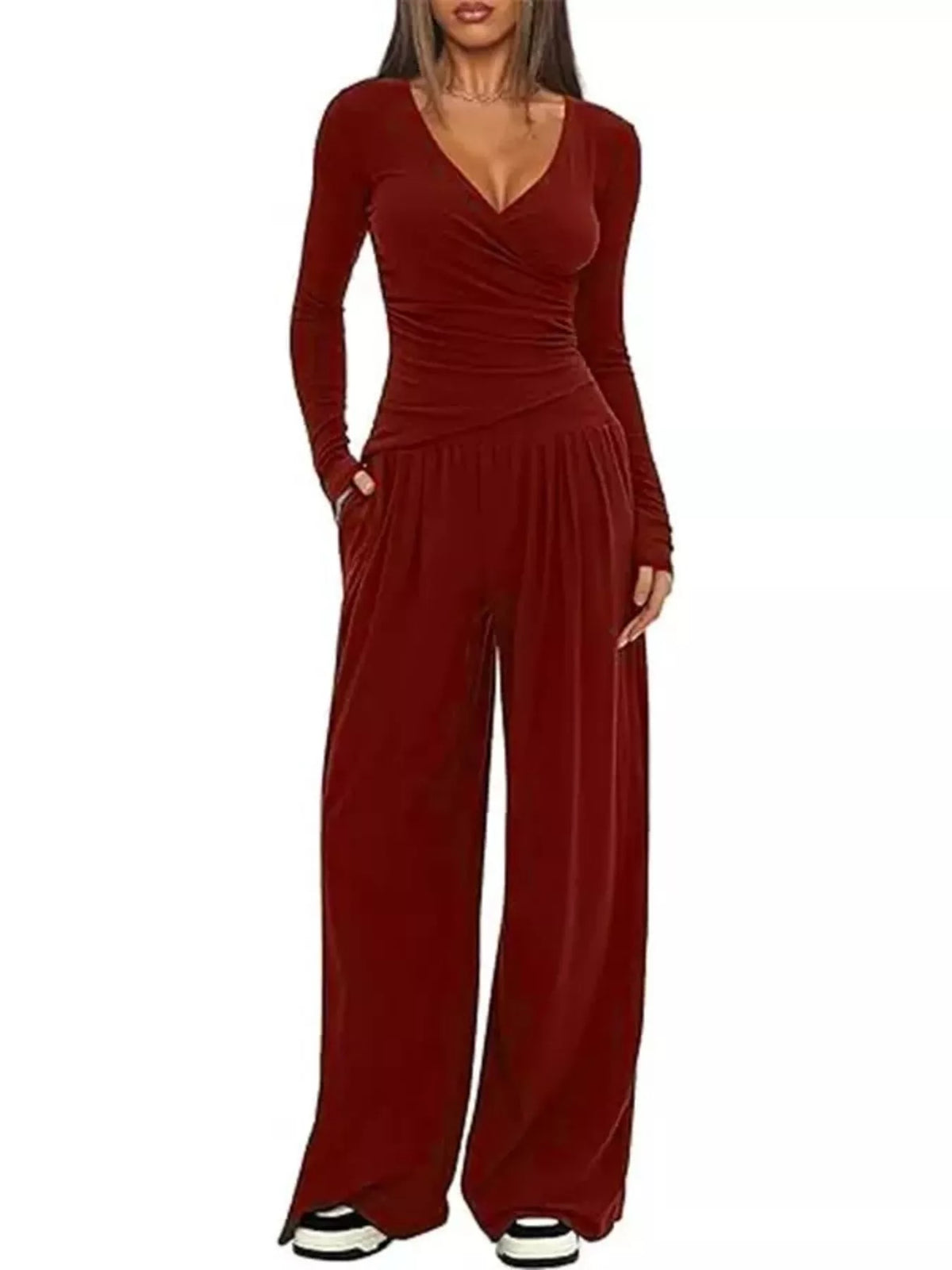 Hazel Blues® |  Casual Long Sleeve Top and Wide Leg Pants Set