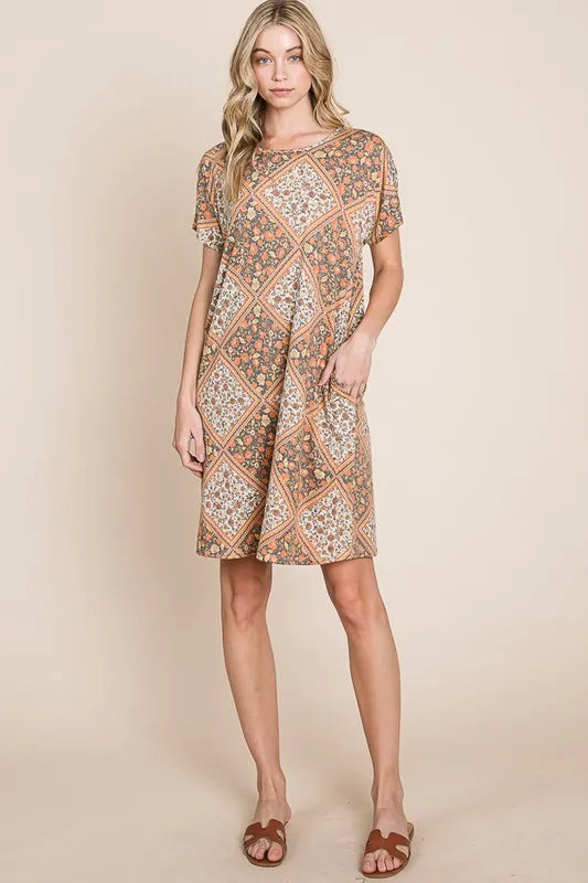 Hazel Blues® |  BOMBOM Multicolored Leaves Jacquard Dress