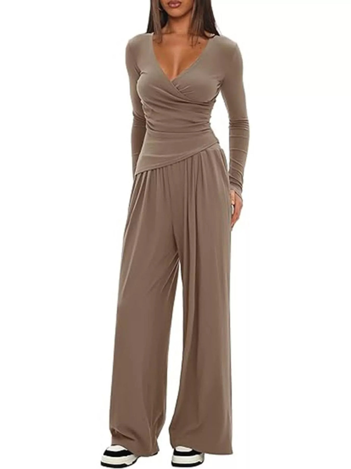 Hazel Blues® |  Casual Long Sleeve Top and Wide Leg Pants Set