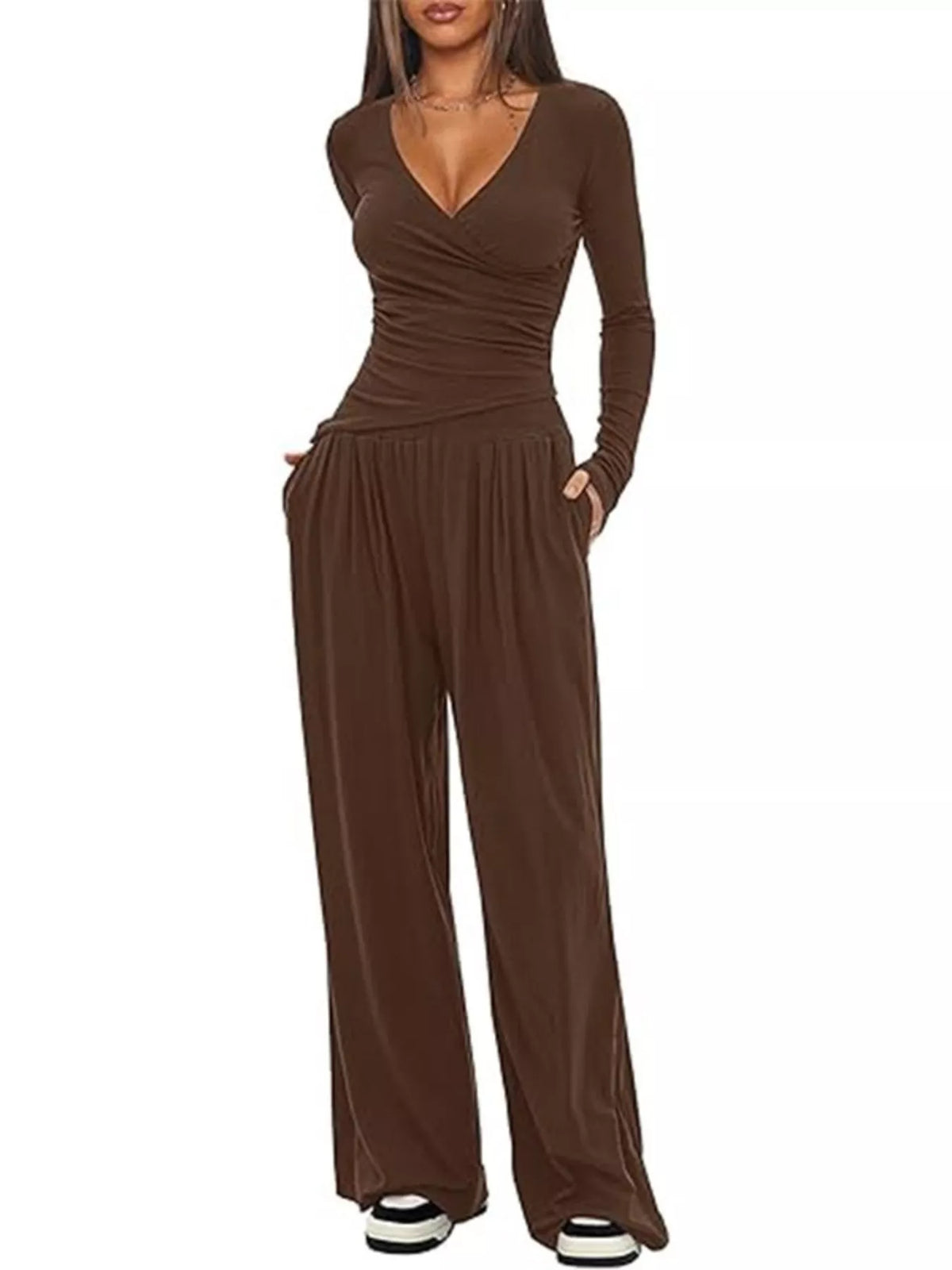 Hazel Blues® |  Casual Long Sleeve Top and Wide Leg Pants Set