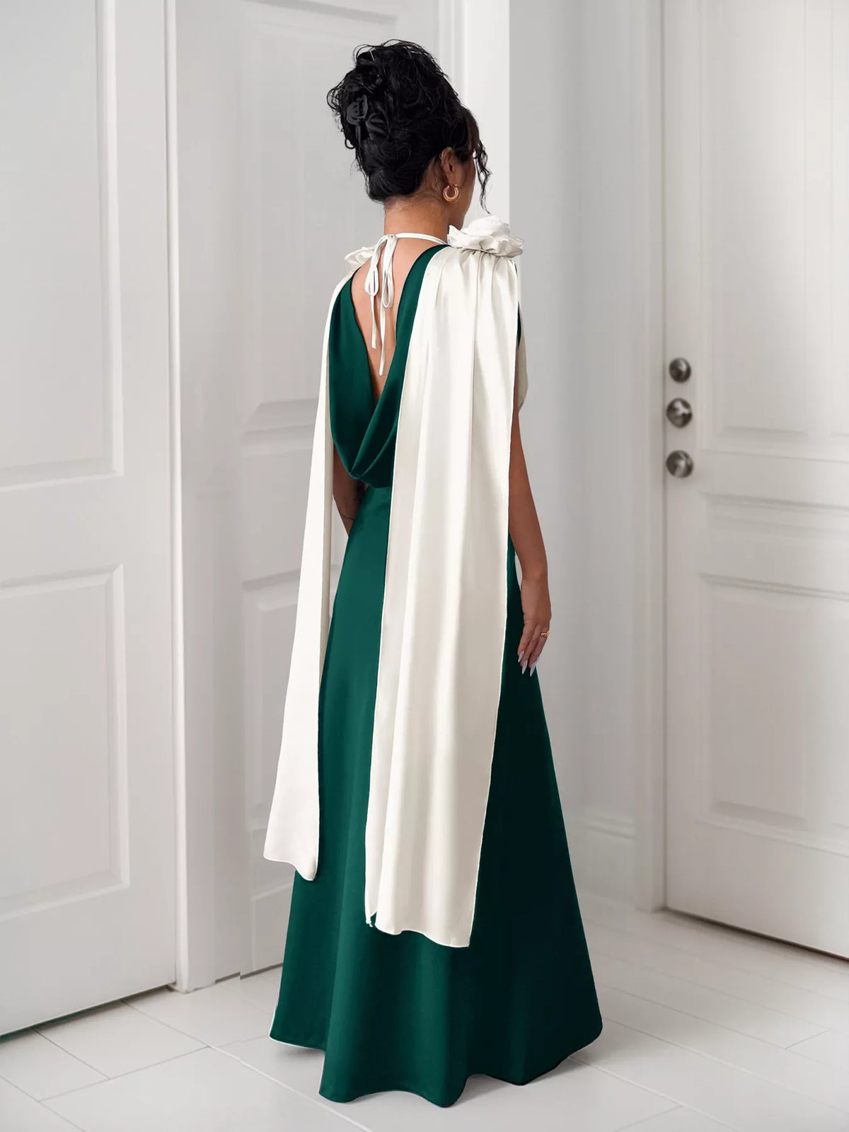 Hazel Blues® |  Floral Applique Two Tone Maxi Dress