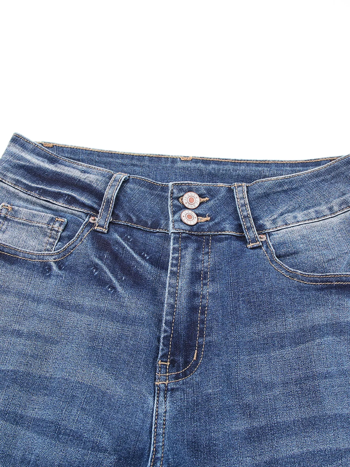 Hazel Blues® |  High Waist Distressed Straight Leg Jeans