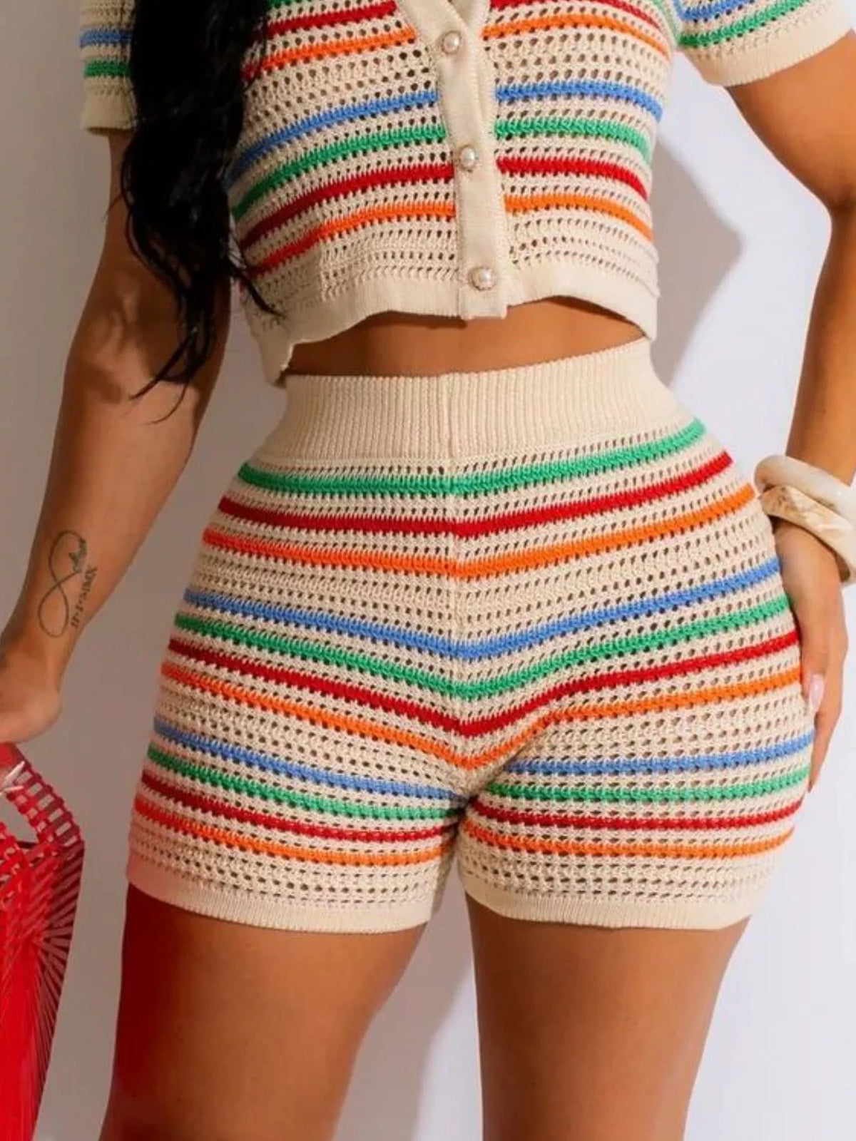 Hazel Blues® |  Crochet Crush Shorts | Crochet Striped Shorts