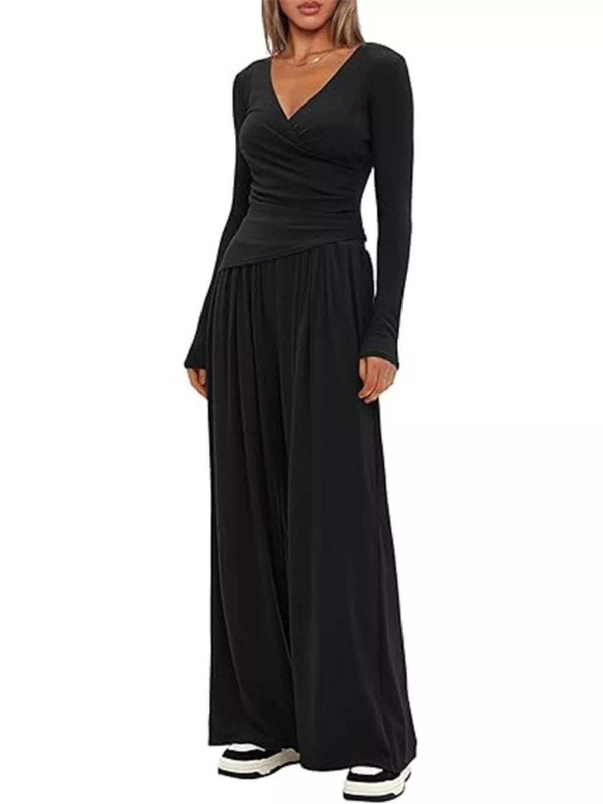 Hazel Blues® |  Casual Long Sleeve Top and Wide Leg Pants Set