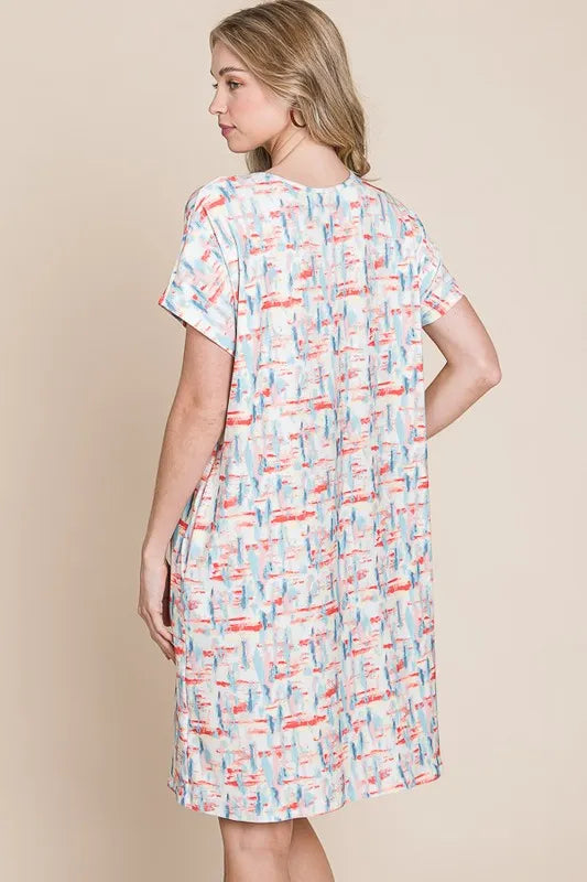 Hazel Blues® |  BOMBOM Printed Round Neck Short Sleeve Tee Dress
