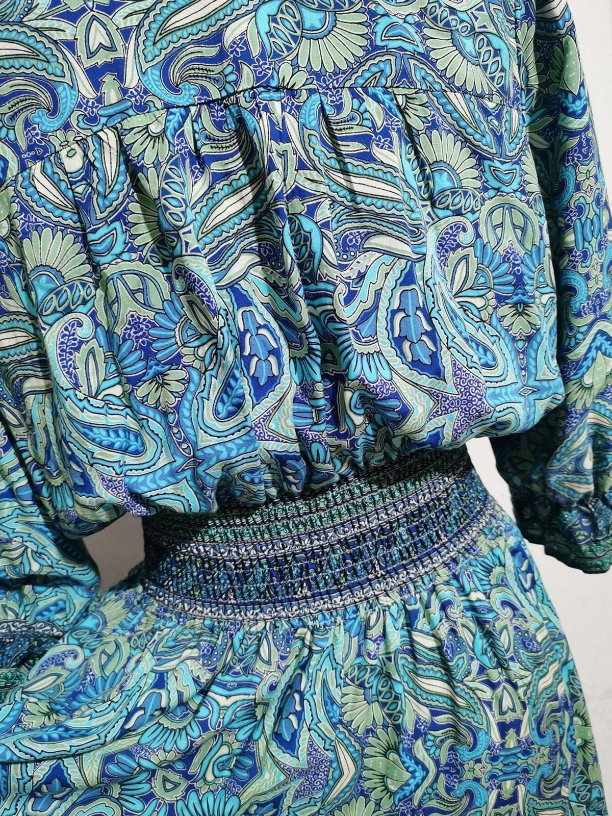 Hazel Blues® |  Paisley Print Half Sleeve Slit Midi Dress