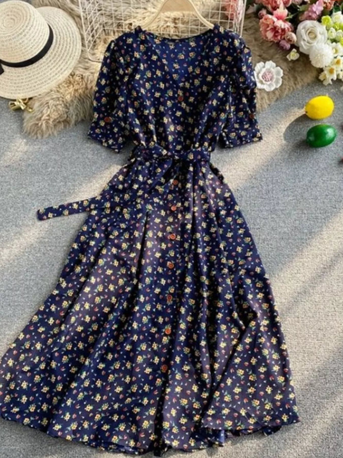 Hazel Blues® |  Floral Print V-Neck Midi Dress