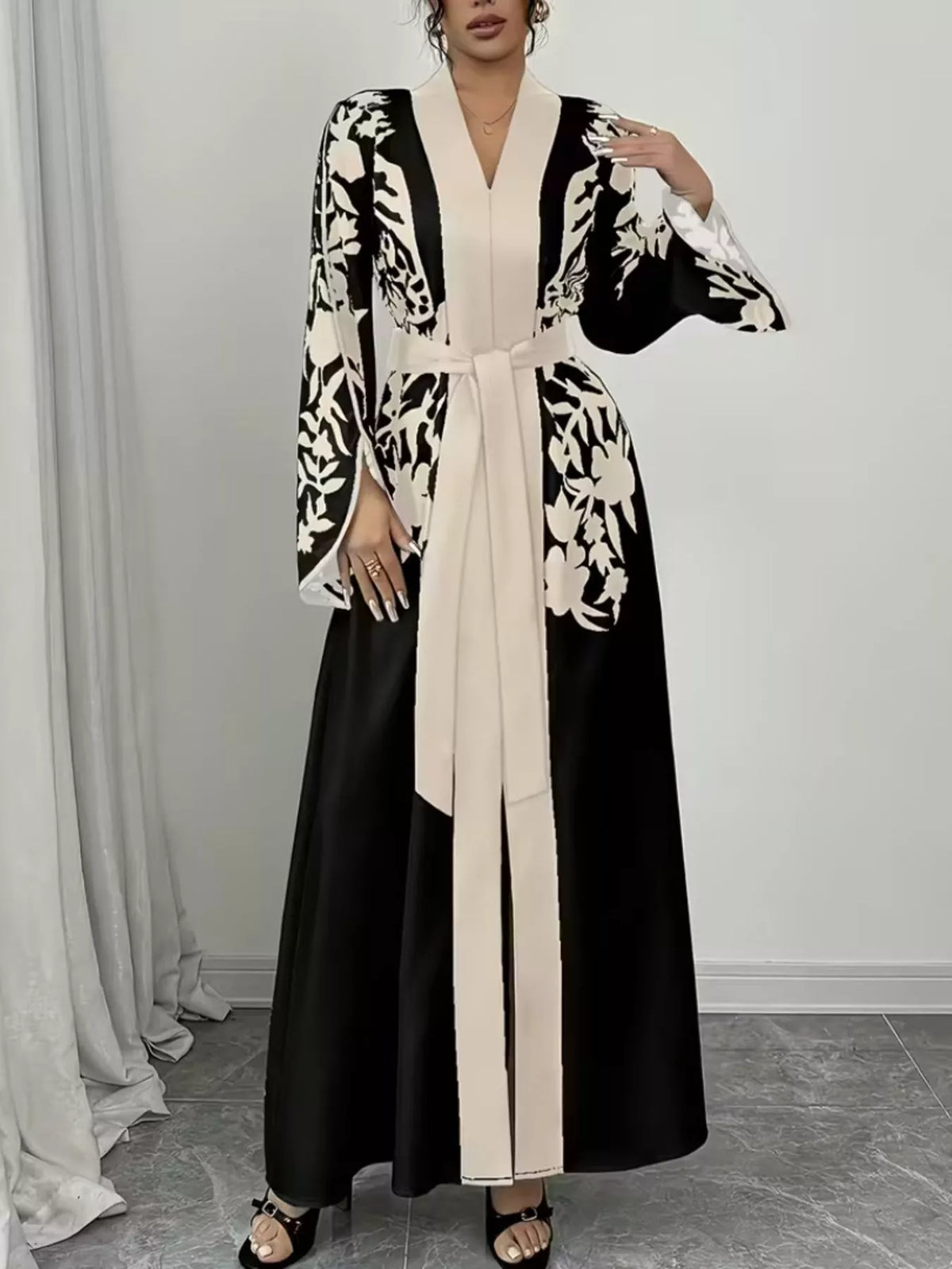 Hazel Blues® |  Printed Tie Waist Maxi Dress
