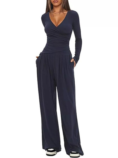 Hazel Blues® |  Casual Long Sleeve Top and Wide Leg Pants Set