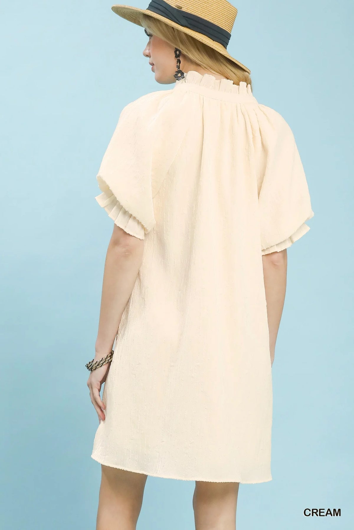 Hazel Blues® |  Umgee Linen Blend Ruffle Dress