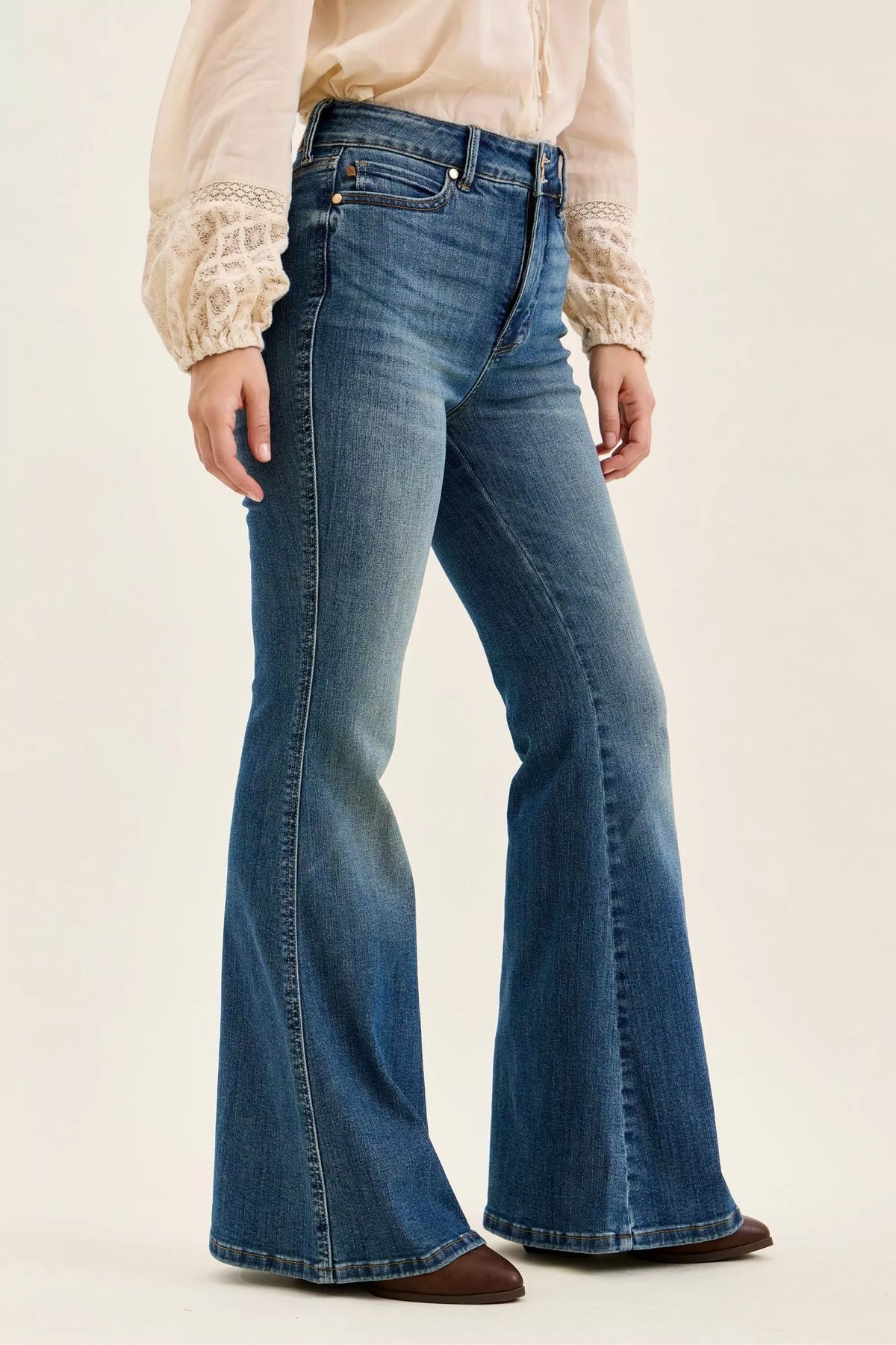 Hazel Blues® |  Judy Blue High Waist Double Button Tummy Control Flare Jeans