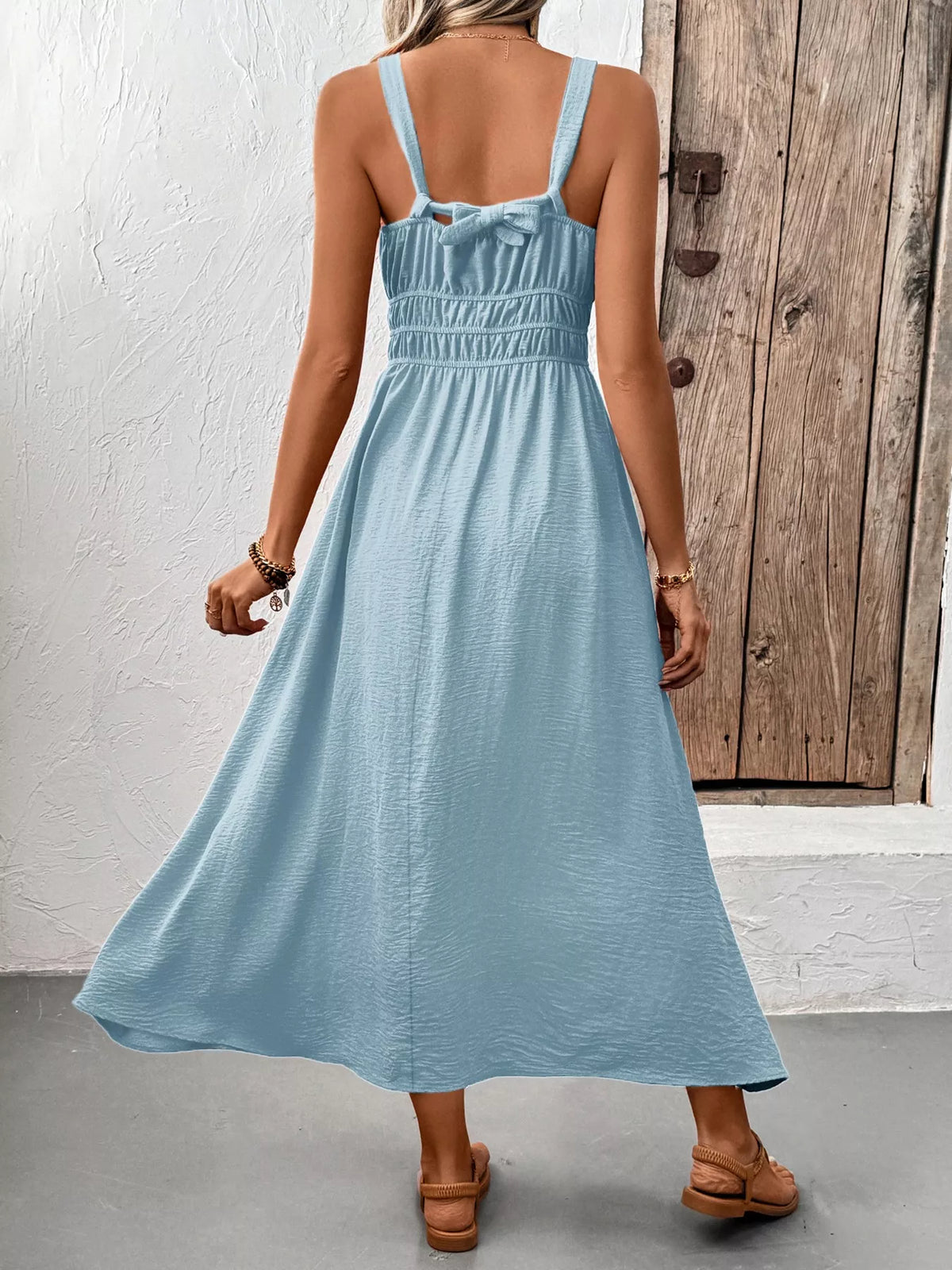 Hazel Blues® |  Sleeveless Smocked Casual Midi Dress