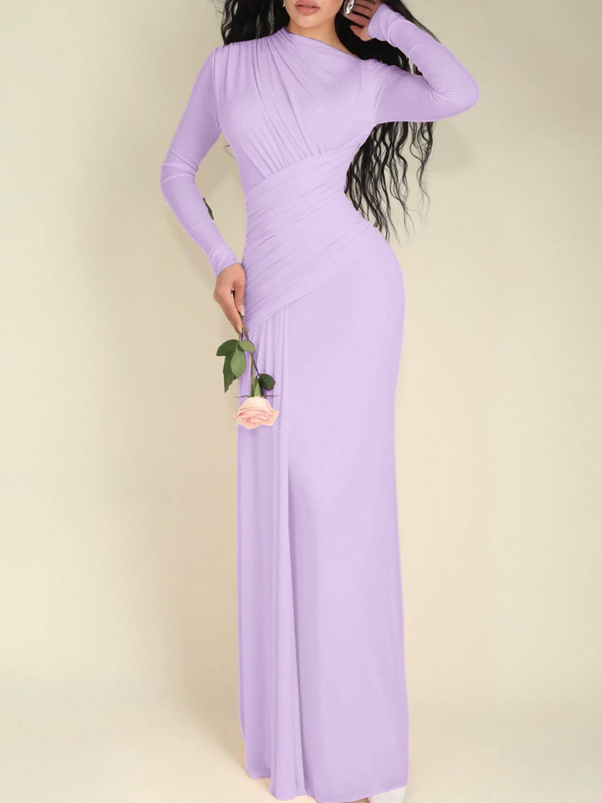 Hazel Blues® |  Ruched Long Sleeve Mermaid Maxi Dress
