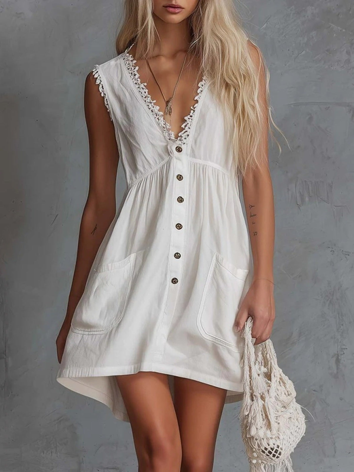Hazel Blues® |  Sleeveless V-Neck Mini Dress with Pockets