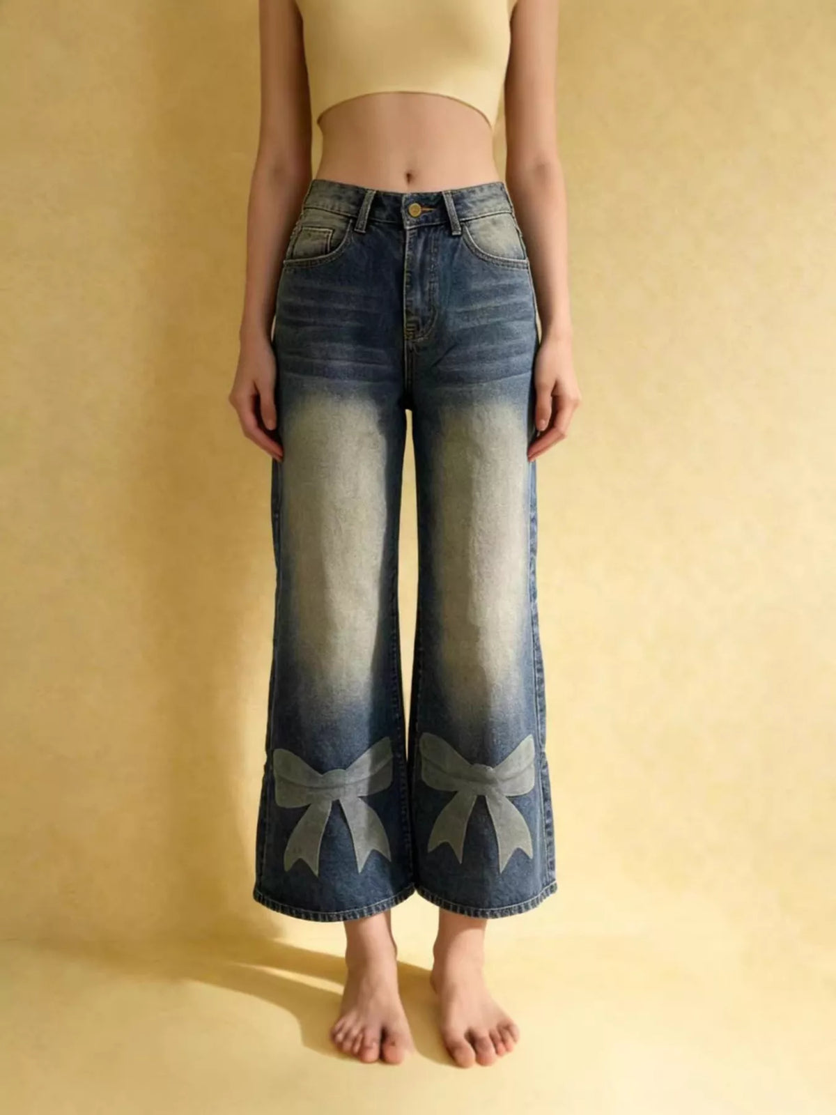 Hazel Blues® |  Bow Wide Leg Jeans