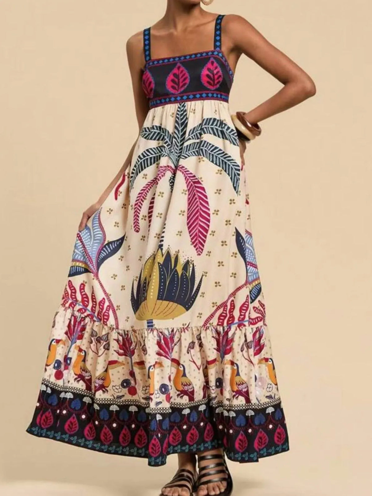 Hazel Blues® |  Tropical Print Maxi Cami Dress
