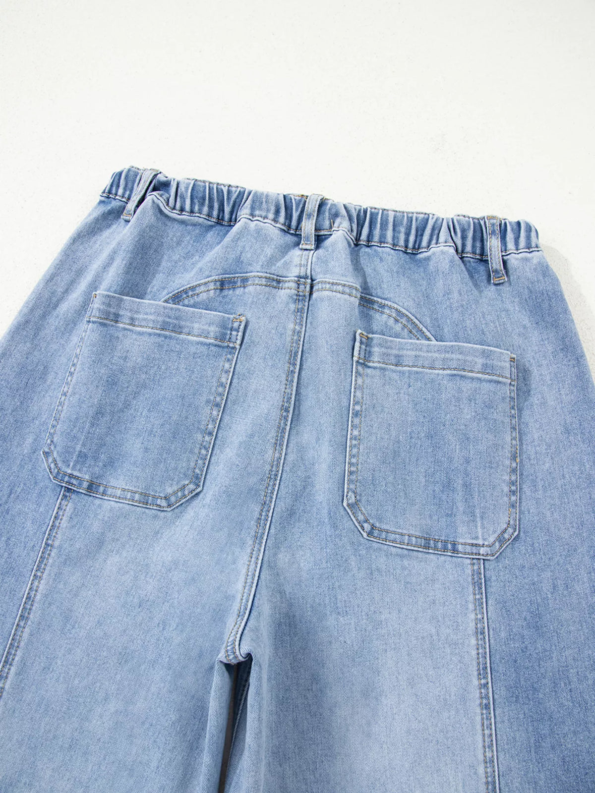Hazel Blues® |  Wide Leg Drawstring Raw Hem Jeans