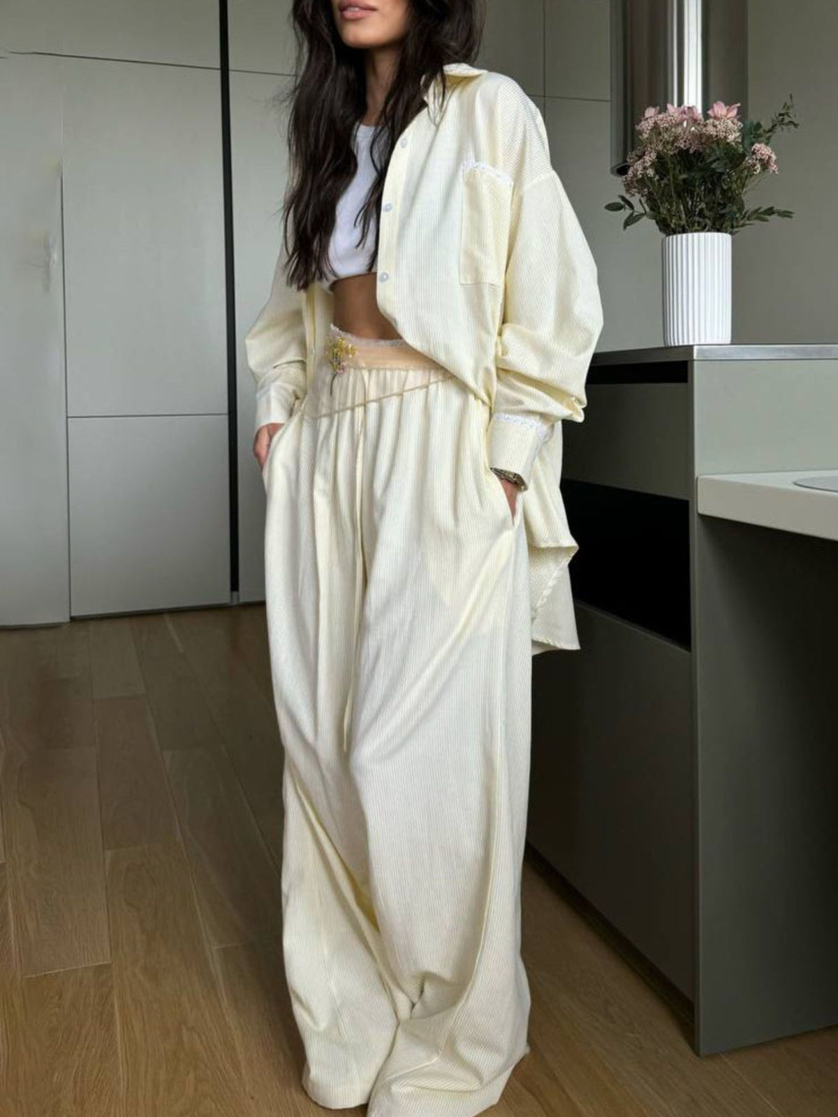 Hazel Blues® |  Relaxed Fit Long Sleeve Shirt and Pants Set