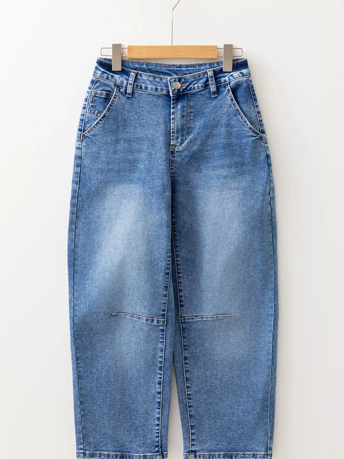 Hazel Blues® |  Seam Detail Loose Fit Cropped Jeans