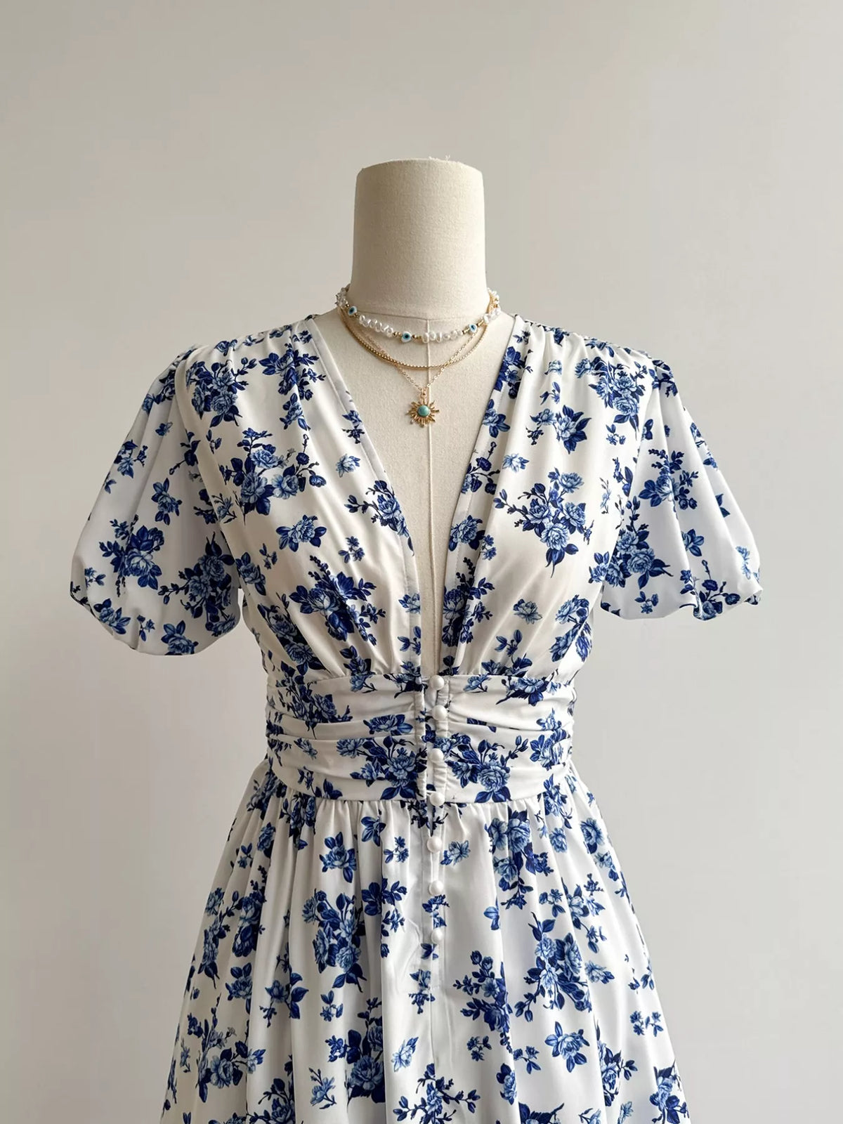 Hazel Blues® |  Floral Print V-Neck Puff Sleeve Dress