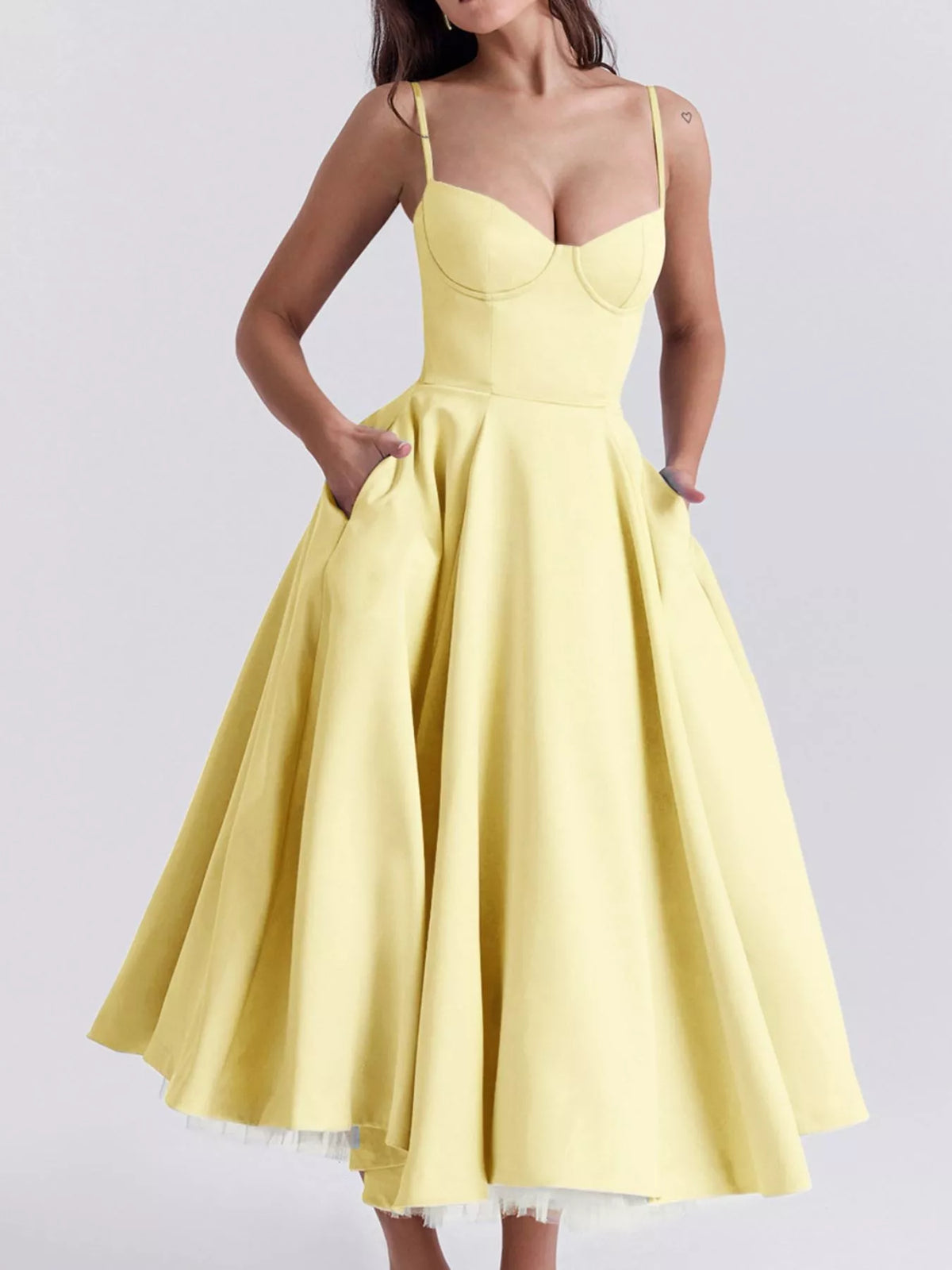 Hazel Blues® |  Sweetheart Neck A-Line Midi Dress