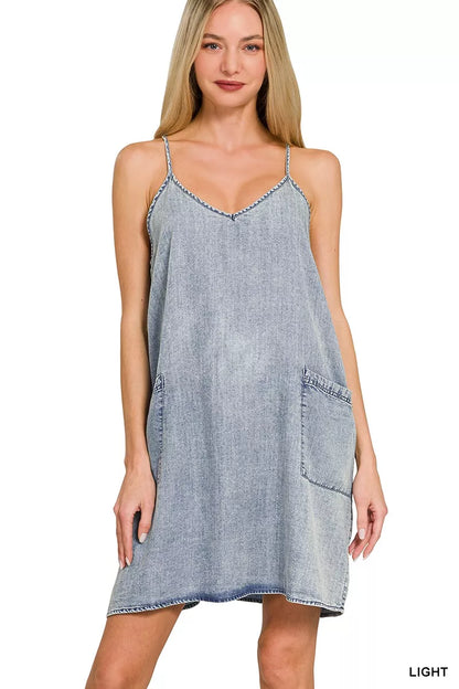 Hazel Blues® |  Zenana Enzyme Stone Washed Lyocell Mini Dress