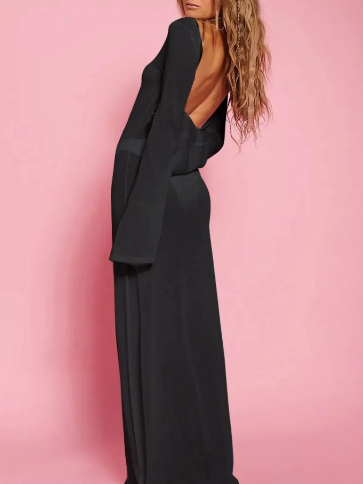 Hazel Blues® | Backless Long Sleeve Maxi Cover-Up