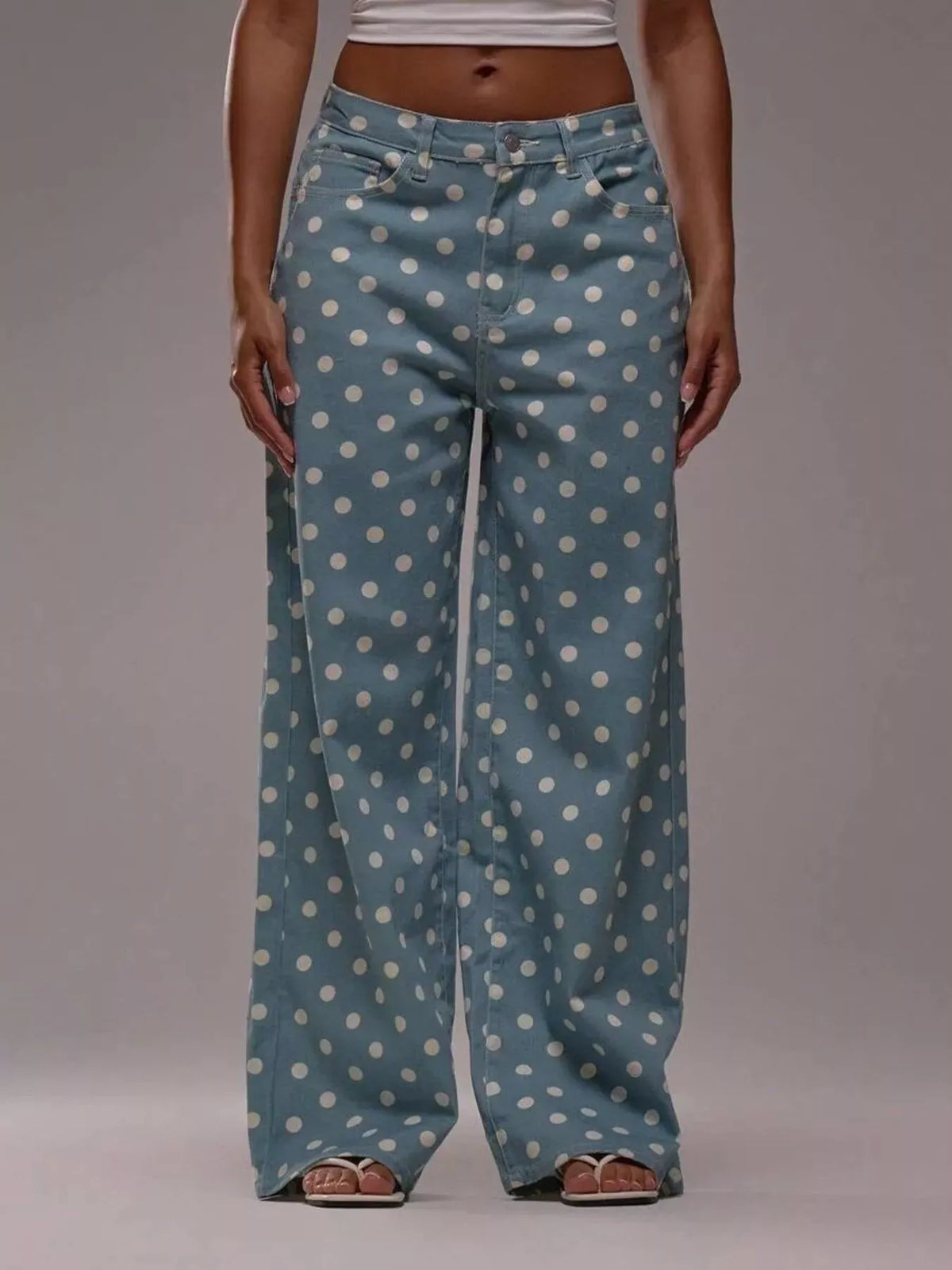 Hazel Blues® |  Polka Dot Wide Leg Jeans
