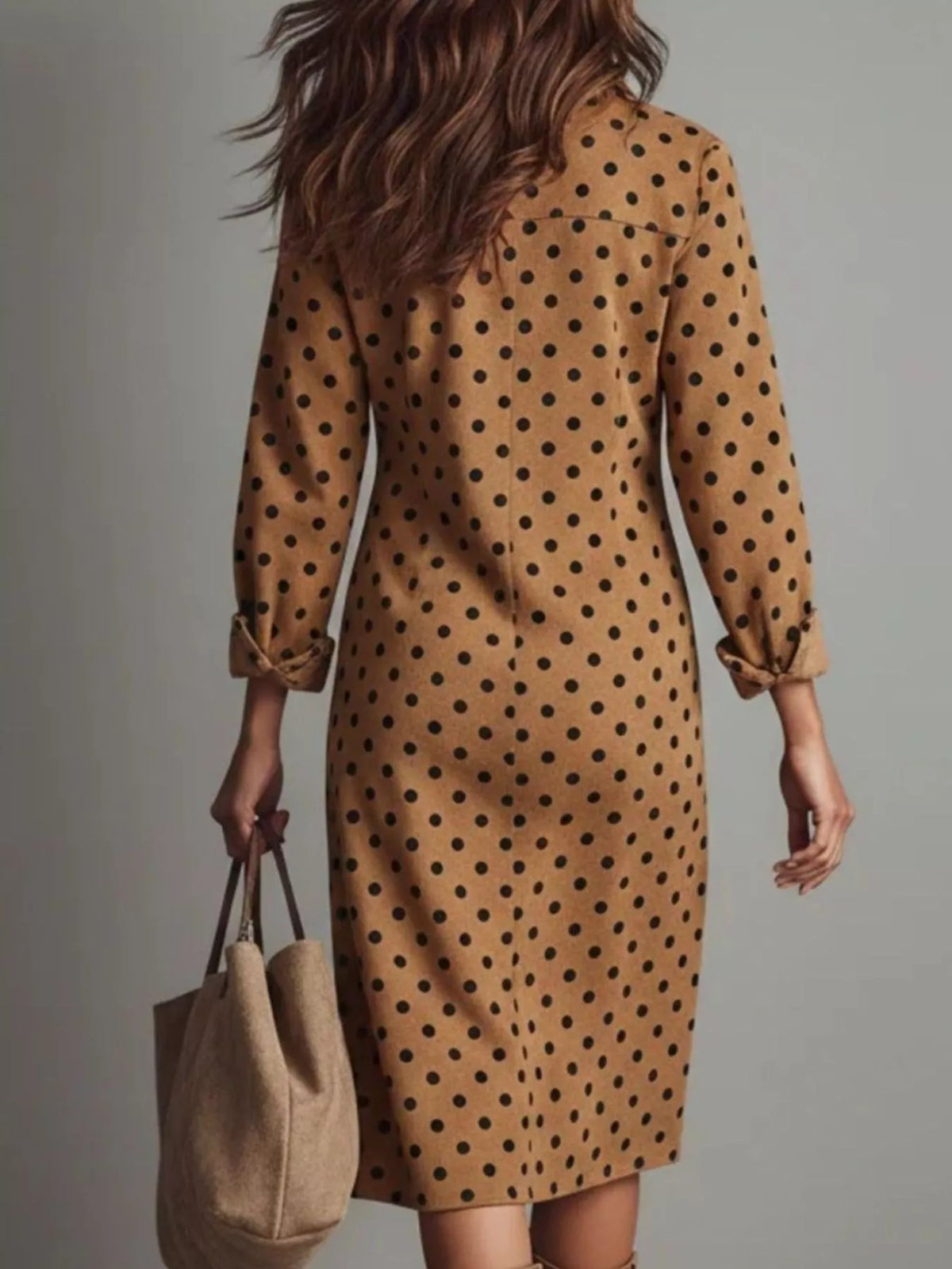 Hazel Blues® |  Polka Dot Button-Down Midi Dress