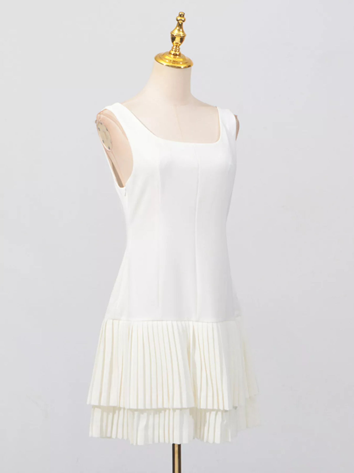 Hazel Blues® |  Square Neck Pleated Mini Dress