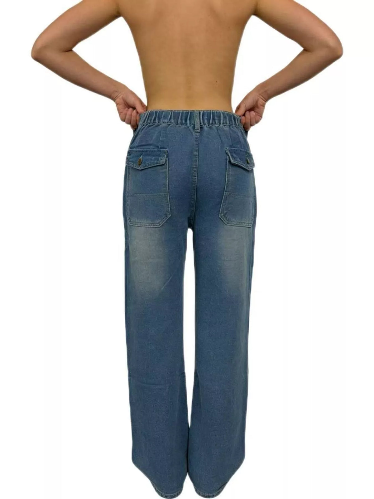 Hazel Blues® |  Wide Leg Contrast Stitching Jeans