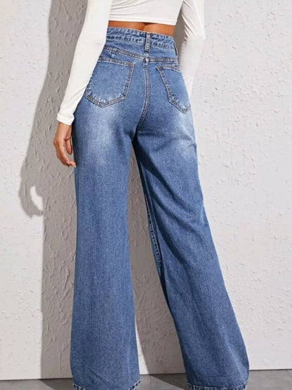 Hazel Blues® |  High-Waisted Wide Leg Jeans