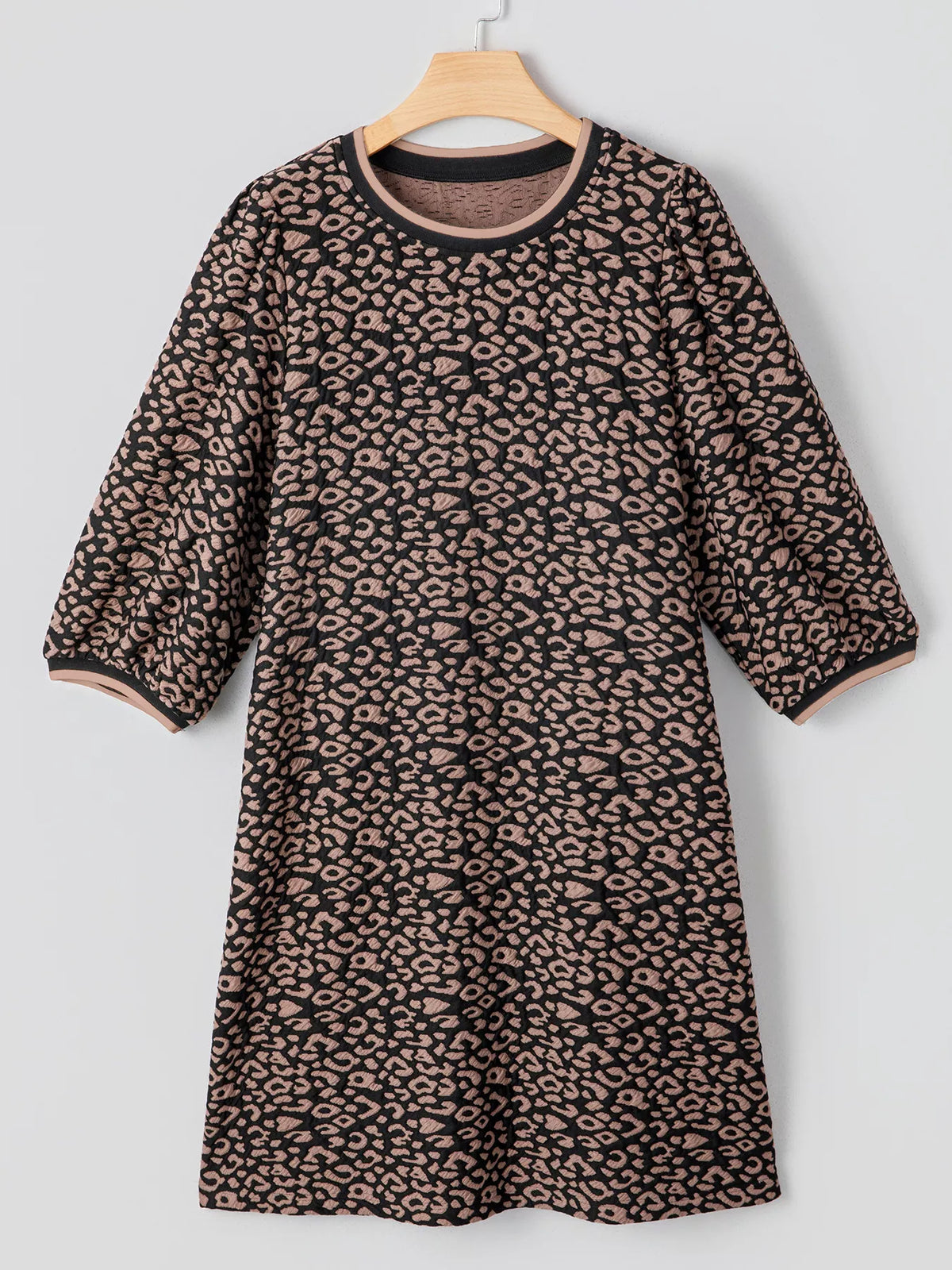 Hazel Blues® |  Leopard Print Bubble Sleeve Shift Mini Dress