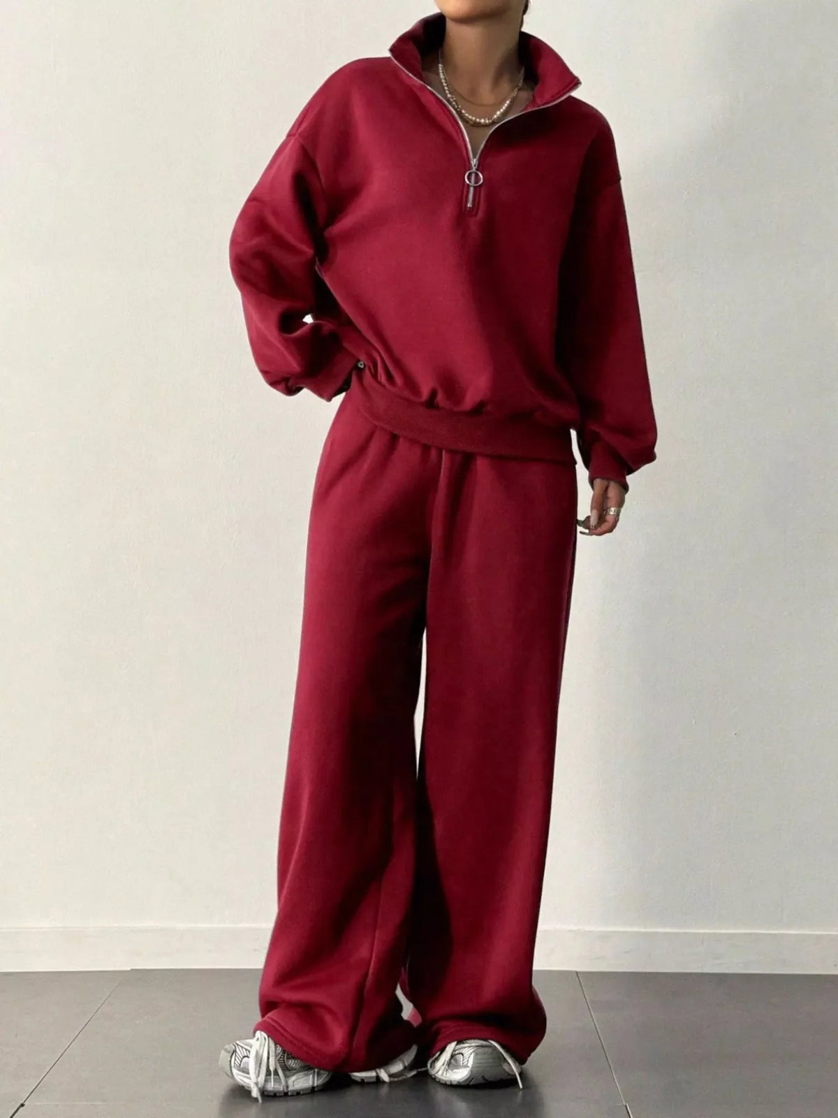 Hazel Blues® |  Half-Zip Long Sleeve Sweatshirt and Pants Set
